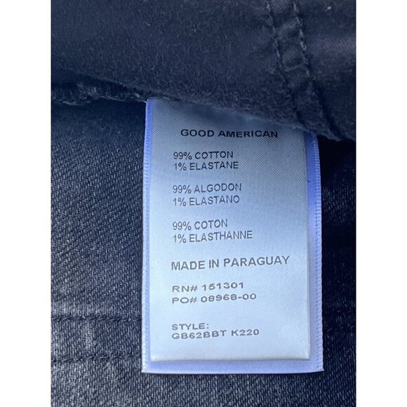 Good American Good Boy Straight Leg Jeans Black Distressed Knee Size 2 - Picture 12 of 16